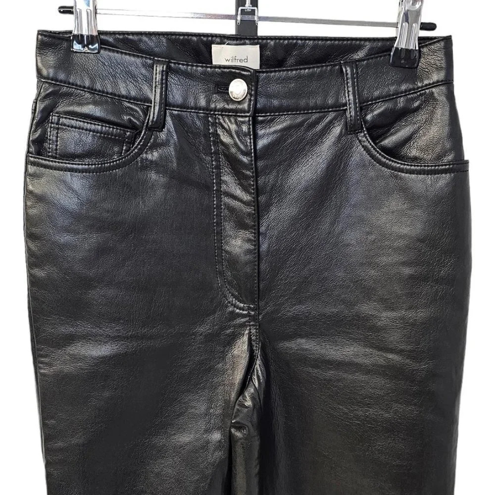 Aritzia Wilfred Melina Pant Black Vegan Leather High Waist Straight Leg Size  2 - Picture 5 of 9